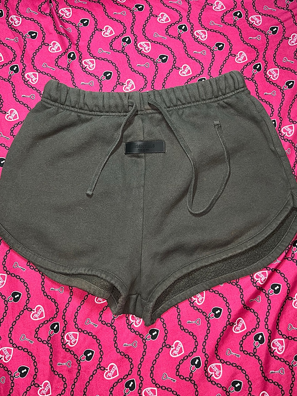 Essentials Women's Charcoal Elastic Waist Athletic Shorts